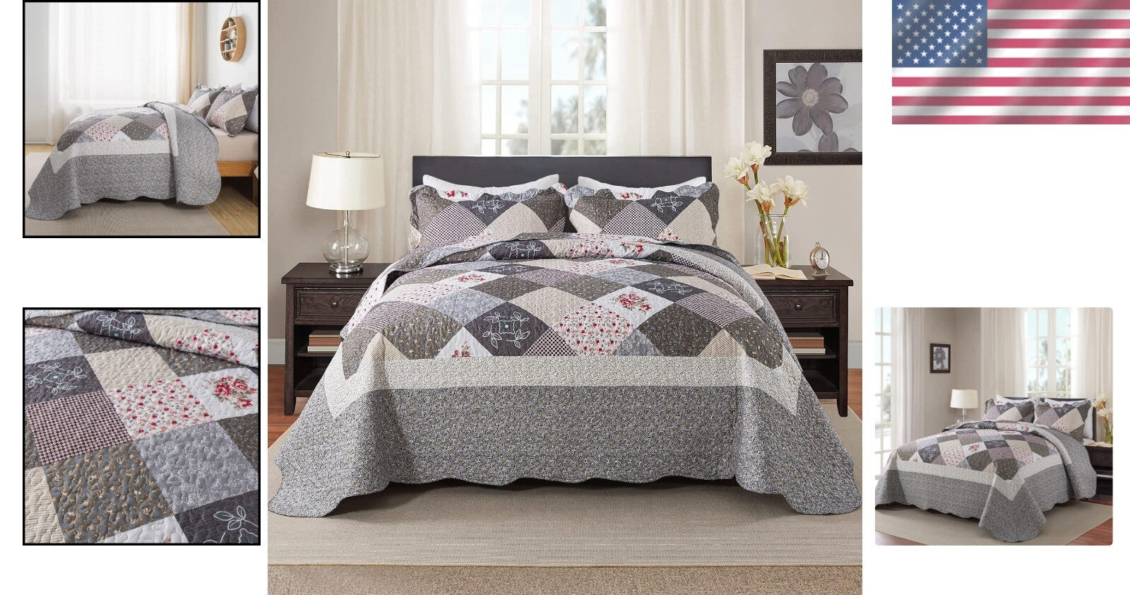 Elegant 3-Piece Oversized Quilt Set for California King Beds - All Season Use