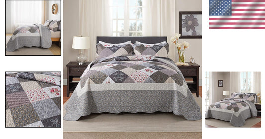 Elegant 3-Piece Oversized Quilt Set for California King Beds - All Season Use