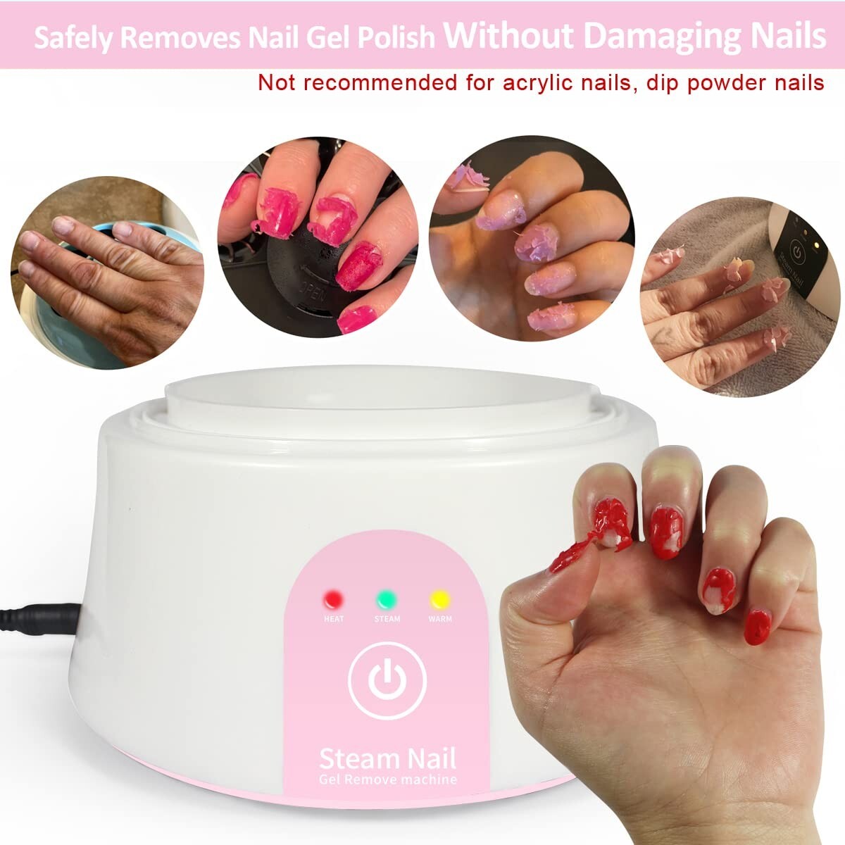 At-Home Steam Nail Polish Remover with Timer and Cuticle Pusher - Safe & Easy