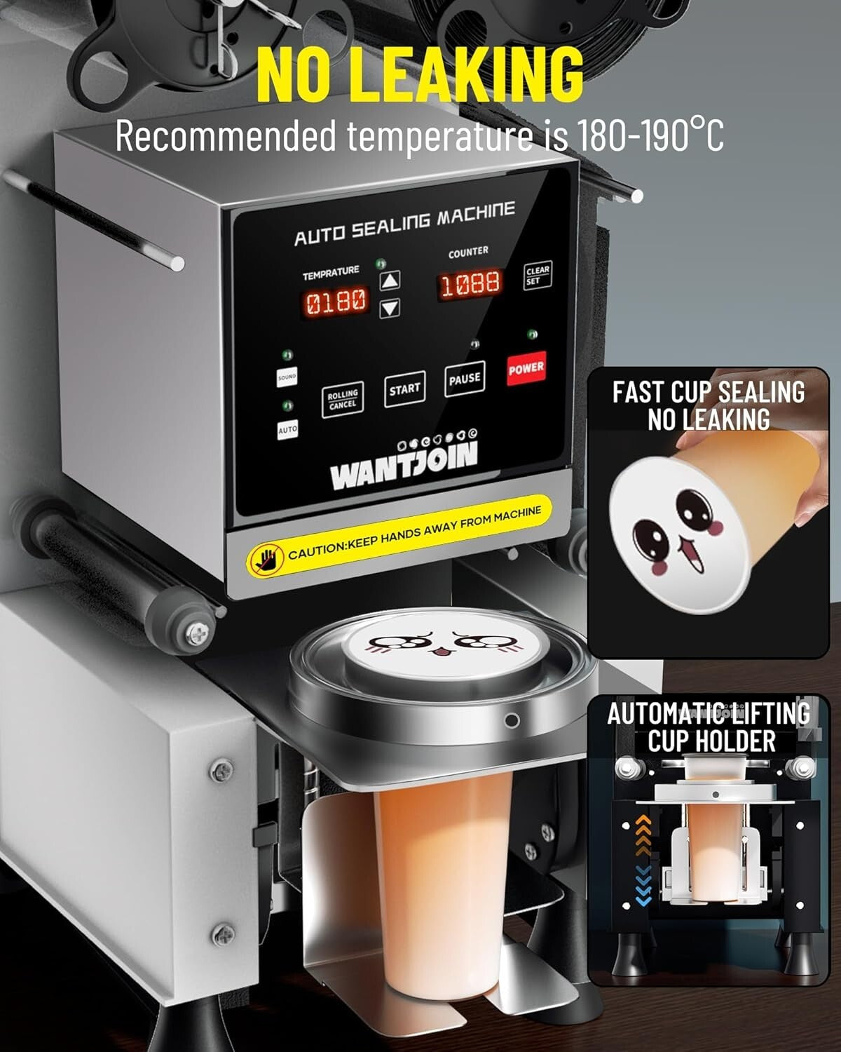 Professional Digital Cup Sealer for Milk Tea & Coffee - 90/95mm, 500-650 Cups/H