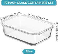 Load image into Gallery viewer, Durable 35oz Glass Storage Containers - Dishwasher &amp; Microwave Safe Meal Prep