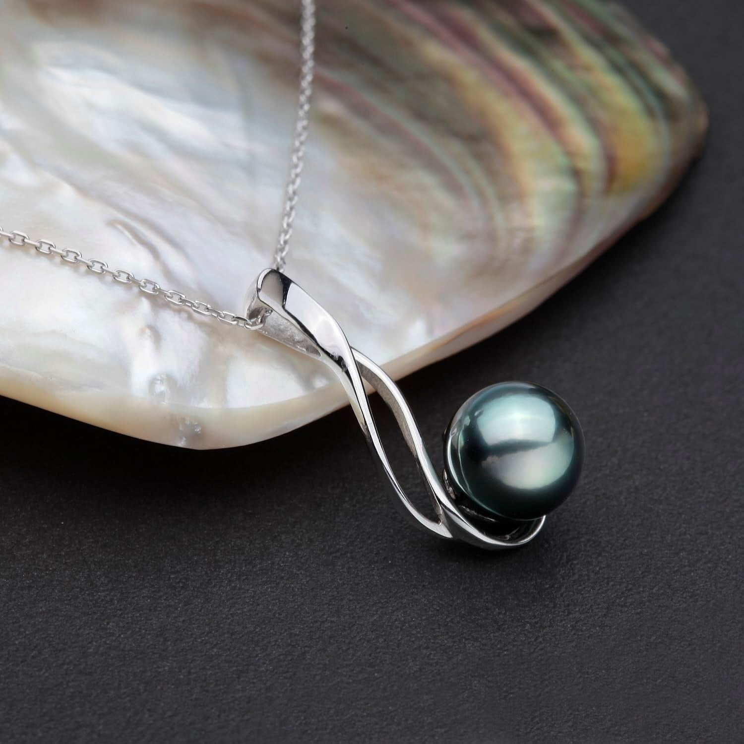 925 Sterling Silver Tahitian Black Pearl Pendant for Women - Timeless Gift