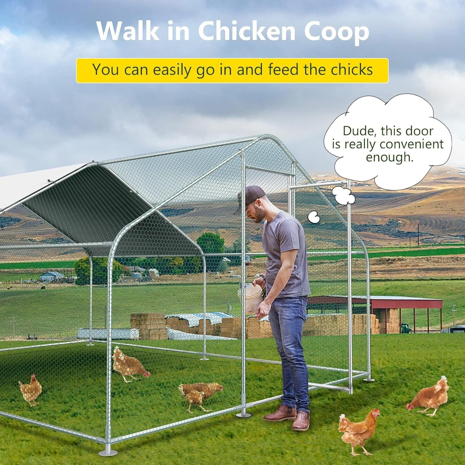 Versatile 10x13 FT Chicken & Rabbit Run with Galvanized Structure for Outdoors