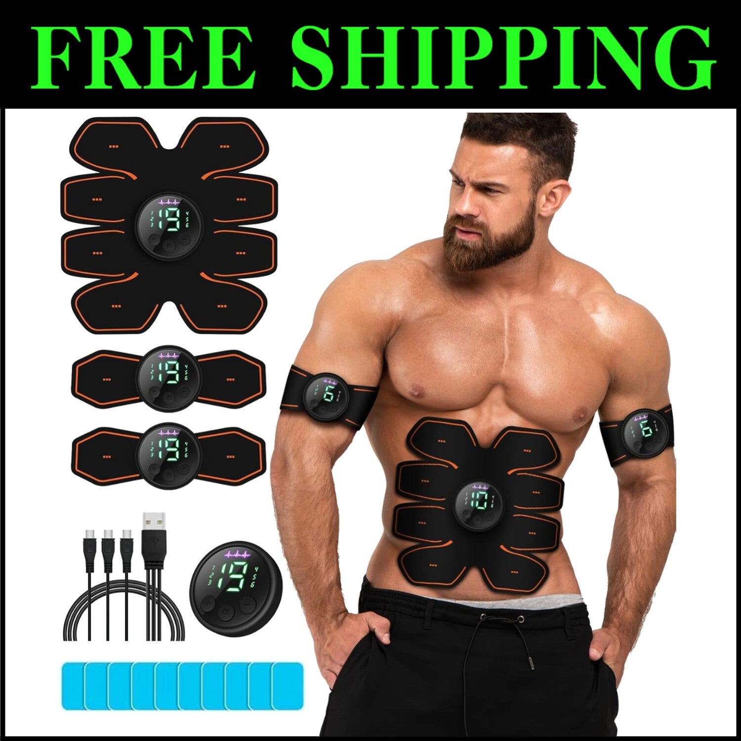 Ergonomic Abdominal Stimulator - Rechargeable & Lightweight Home Fitness Tool