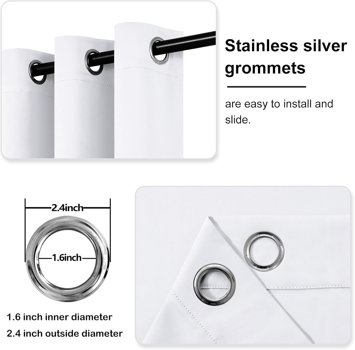 Energy-Saving Greyish White 84x60 Curtains - Perfect for Bedroom or Living Room