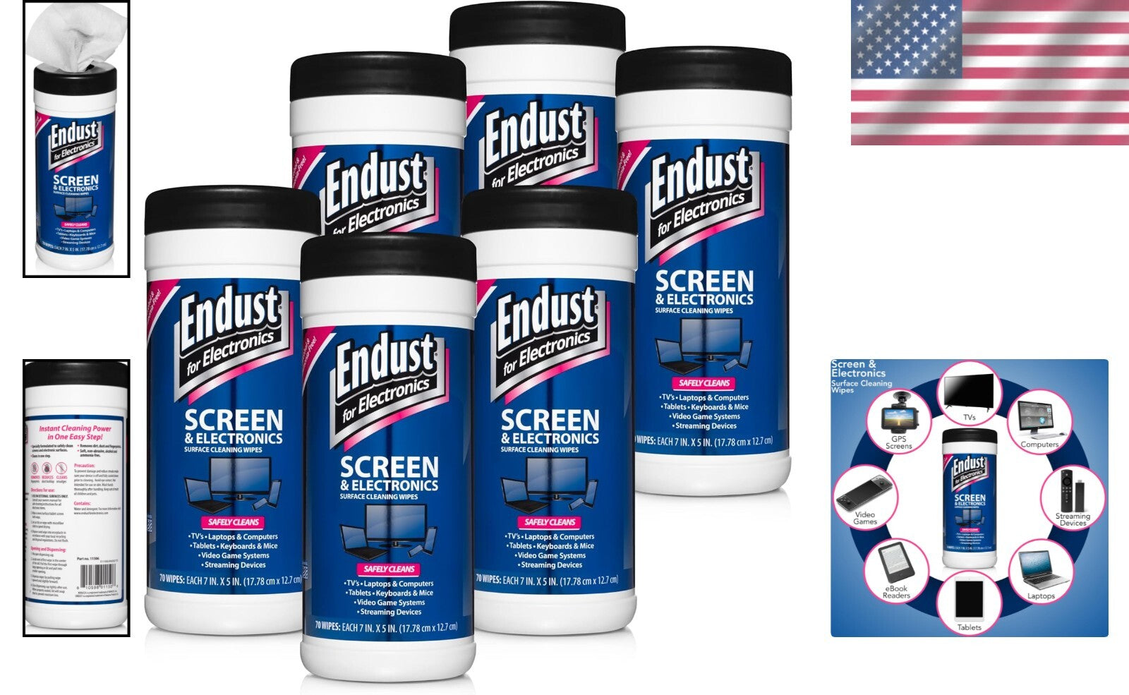 70 Count Screen & Surface Cleaning Wipes, Non-Toxic, Ideal for Electronics