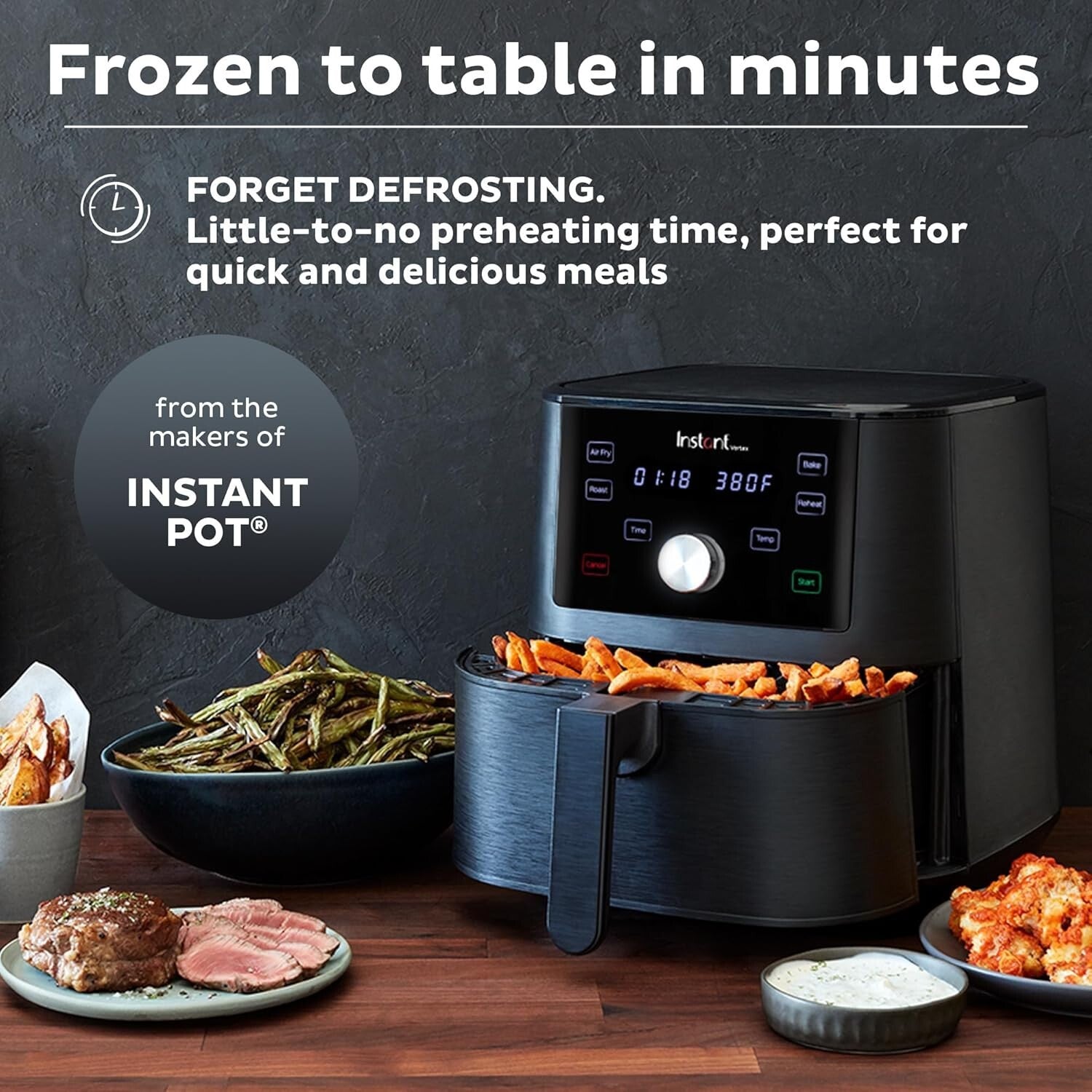 Instant Vortex 6QT Air Fryer - Air Fry, Roast, Bake & Reheat with Smart Features