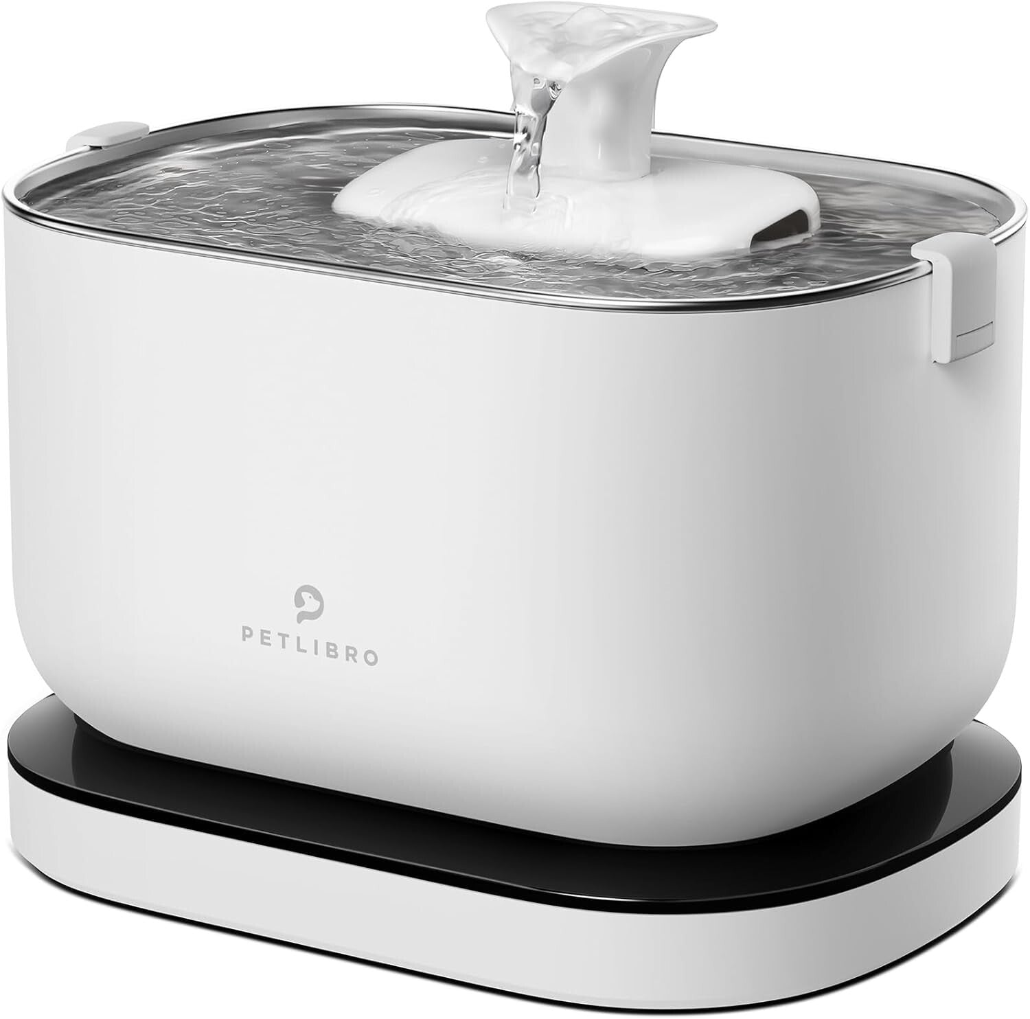 Cordless 2.5L Battery-Operated Cat Water Fountain with Stainless Steel Tray