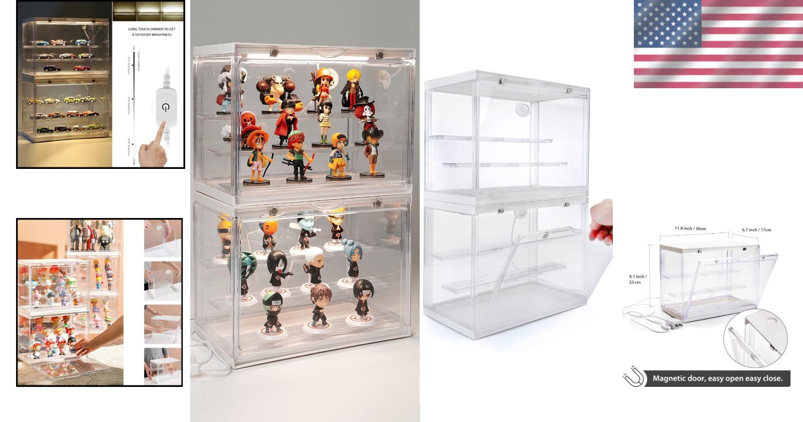 Detachable Lighted Showcase for Collectible Action Figures - Easy to Store