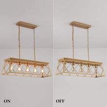 Load image into Gallery viewer, Adjustable 5-Light Gold Farmhouse Chandelier for Living Room and Dining Areas