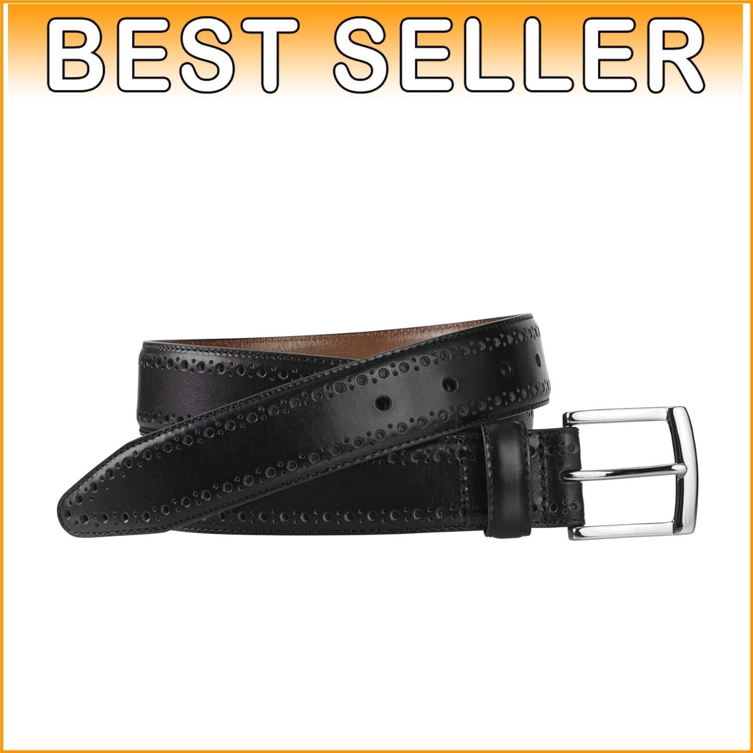 Sophisticated Brogue Leather Belt for Men – Polished Hardware & Comfortable Fit