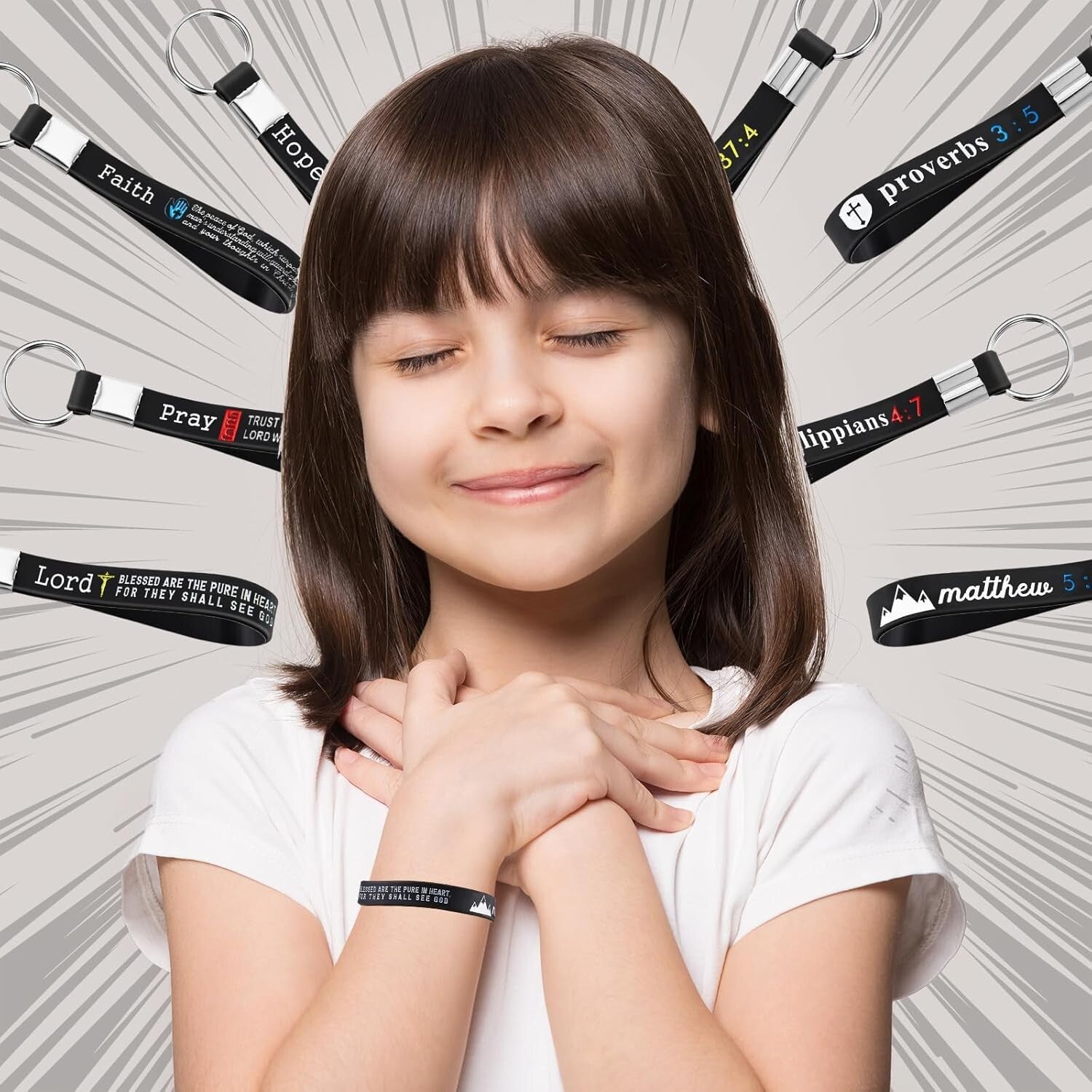 Soft Silicone Bible Verse Keychains - 24 Pack Inspirational Gift for Fathers Day