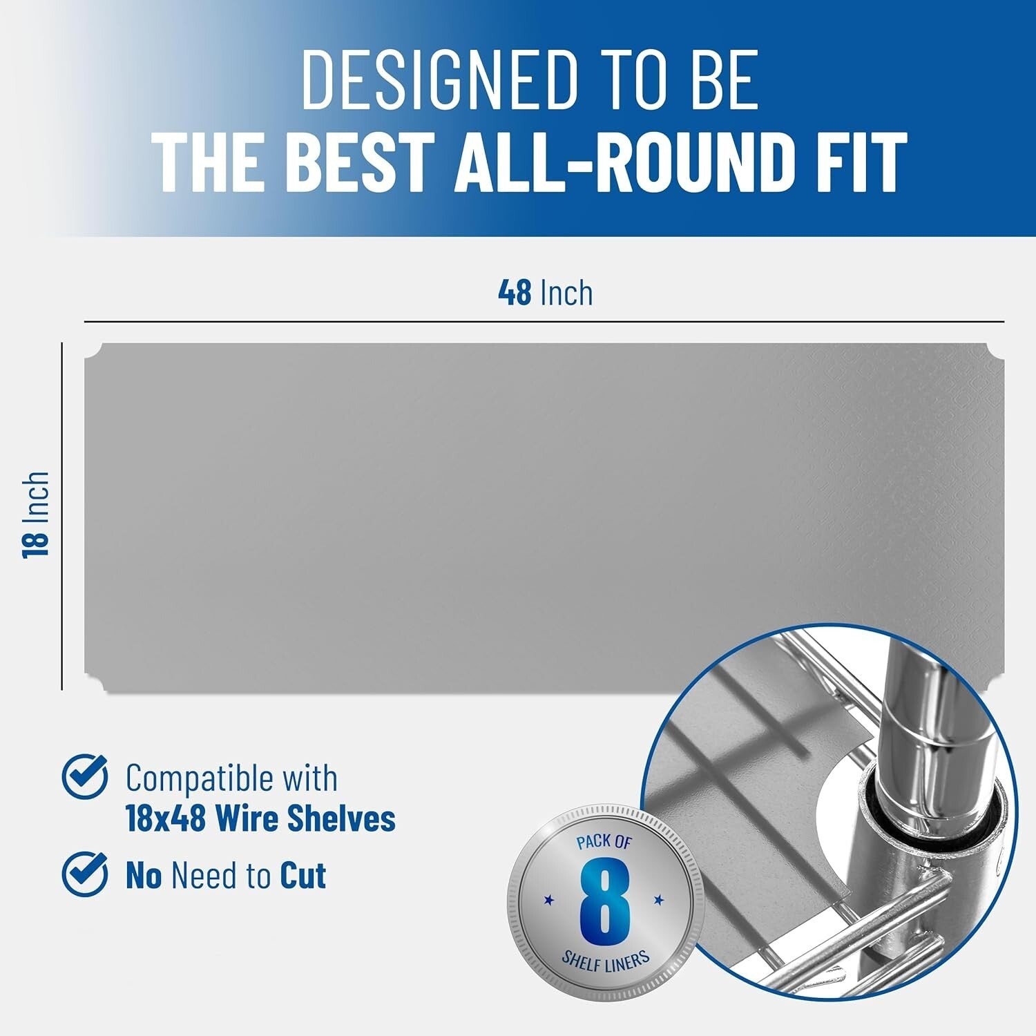 Durable Polypropylene Wire Shelf Liners – 18x48 Set of 4 for Organizing Spaces