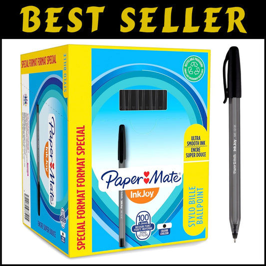 Pack of 100 InkJoy Ballpoint Pens - Black, Medium Tip 1.0mm with Smooth Ink Flow