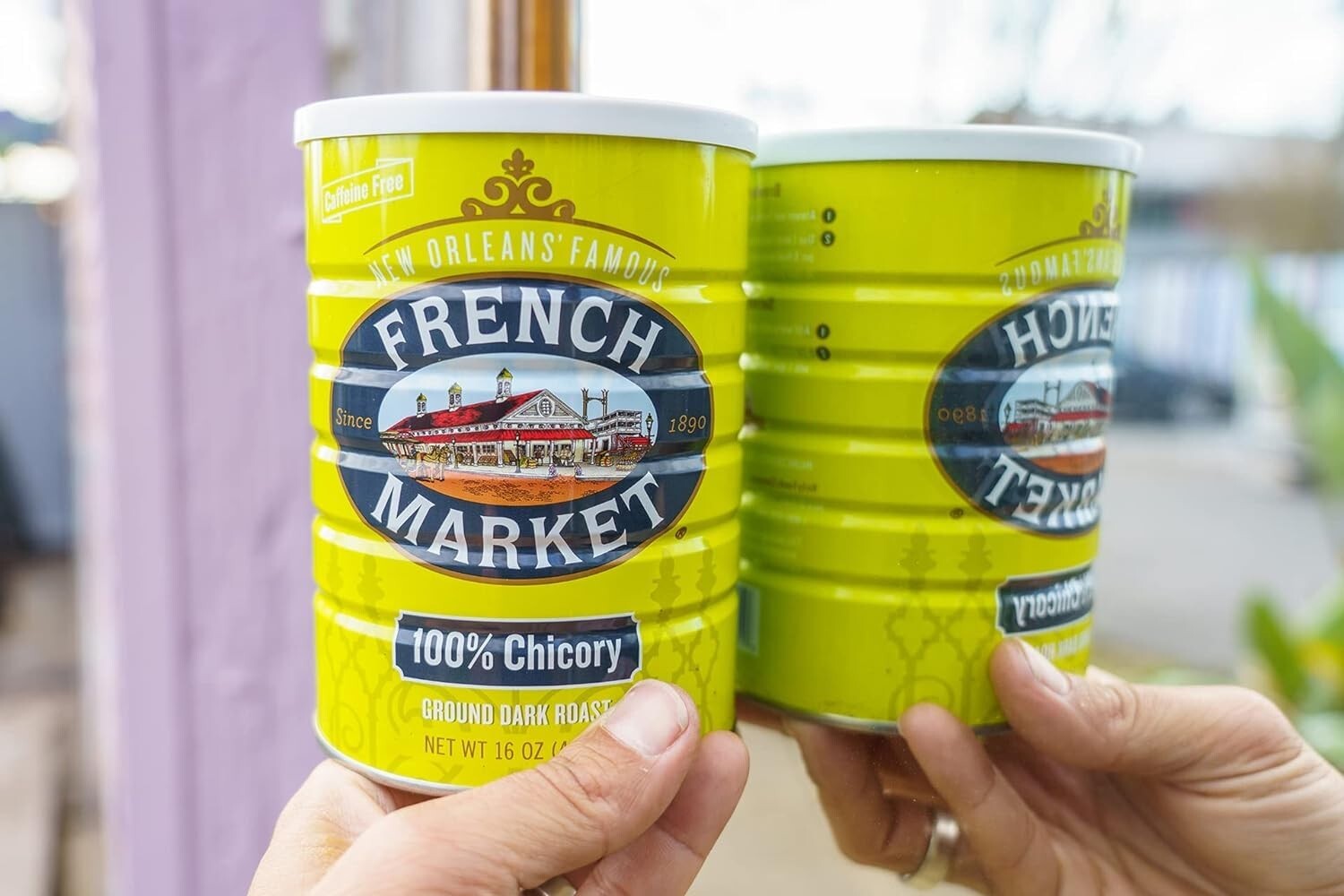 French Dark Roast Chicory - 6 x 16oz Cans, Caffeine-Free New Orleans Tradition