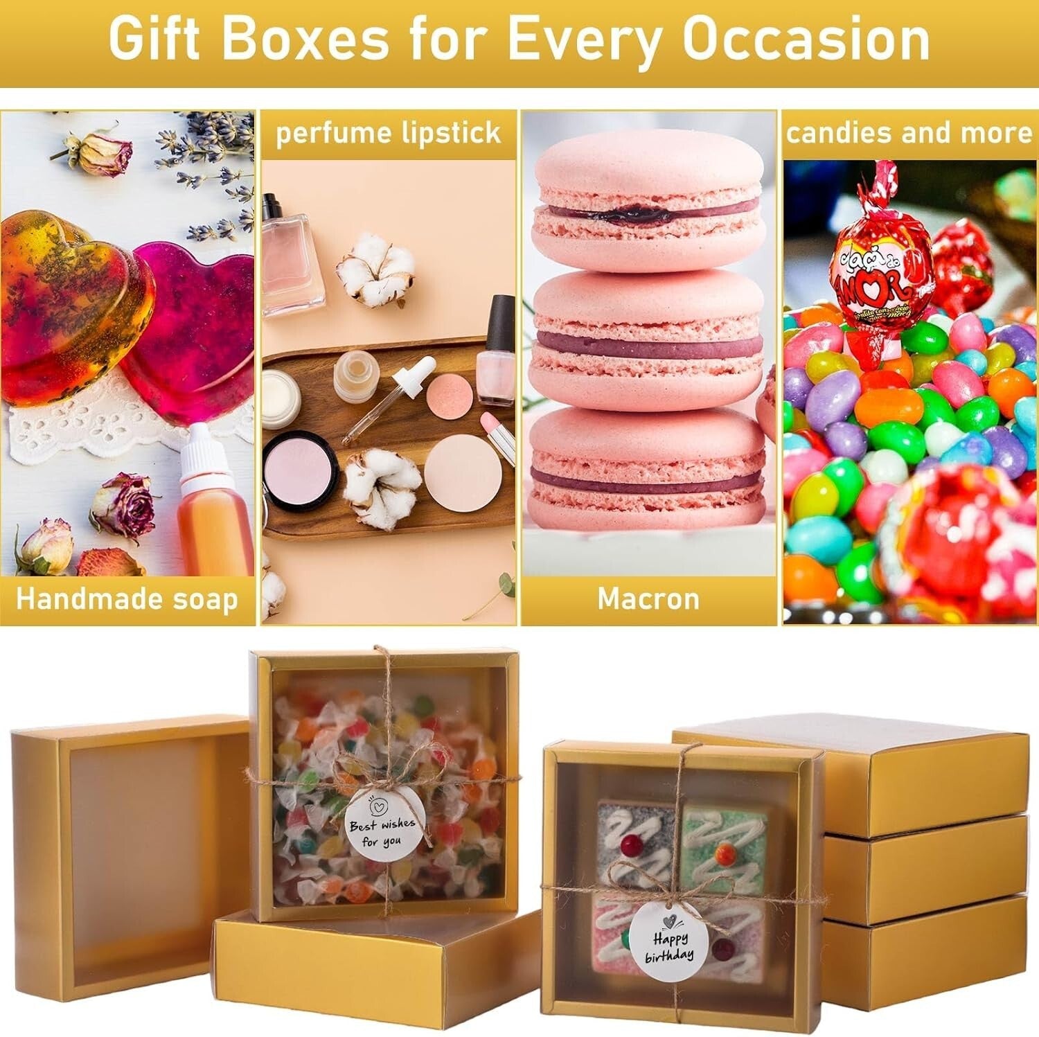50 Elegant Kraft Gift Boxes with Window - Perfect for Soap and Jewelry Gifts