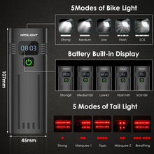 Load image into Gallery viewer, Waterproof Bike Headlight with Digital Display &amp; 10000mAh Battery - 5 Modes