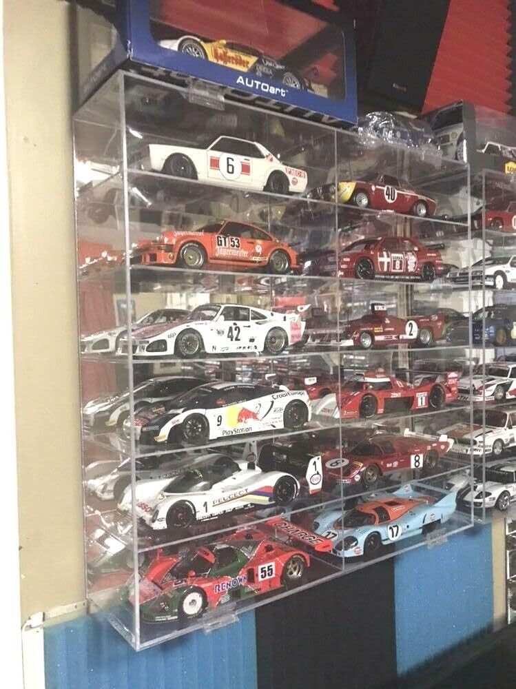 Sturdy 1:18 Scale Die-Cast Car Display Case - Holds 12 Models, Wall Mountable