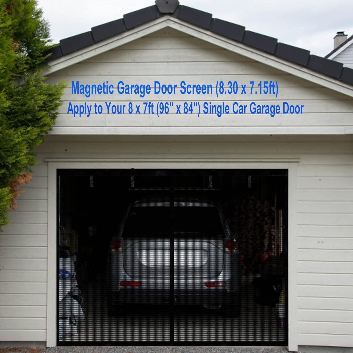 Easy Install Magnetic Garage Door Screen 8x7ft - Durable & Refreshing Airflow