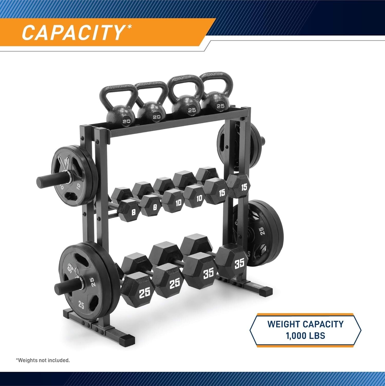 Elegantly Designed 3-Tier Weight Rack with Rubber Caps for Home Fitness