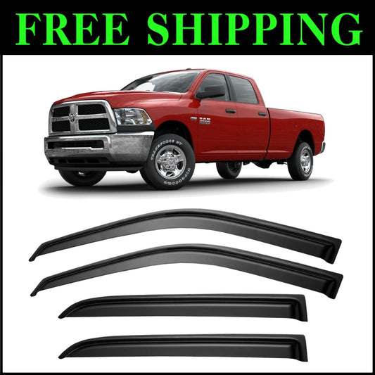 Easy Stick-On Window Rain Guards for 2009-2018 Dodge Ram 1500 Crew Cab