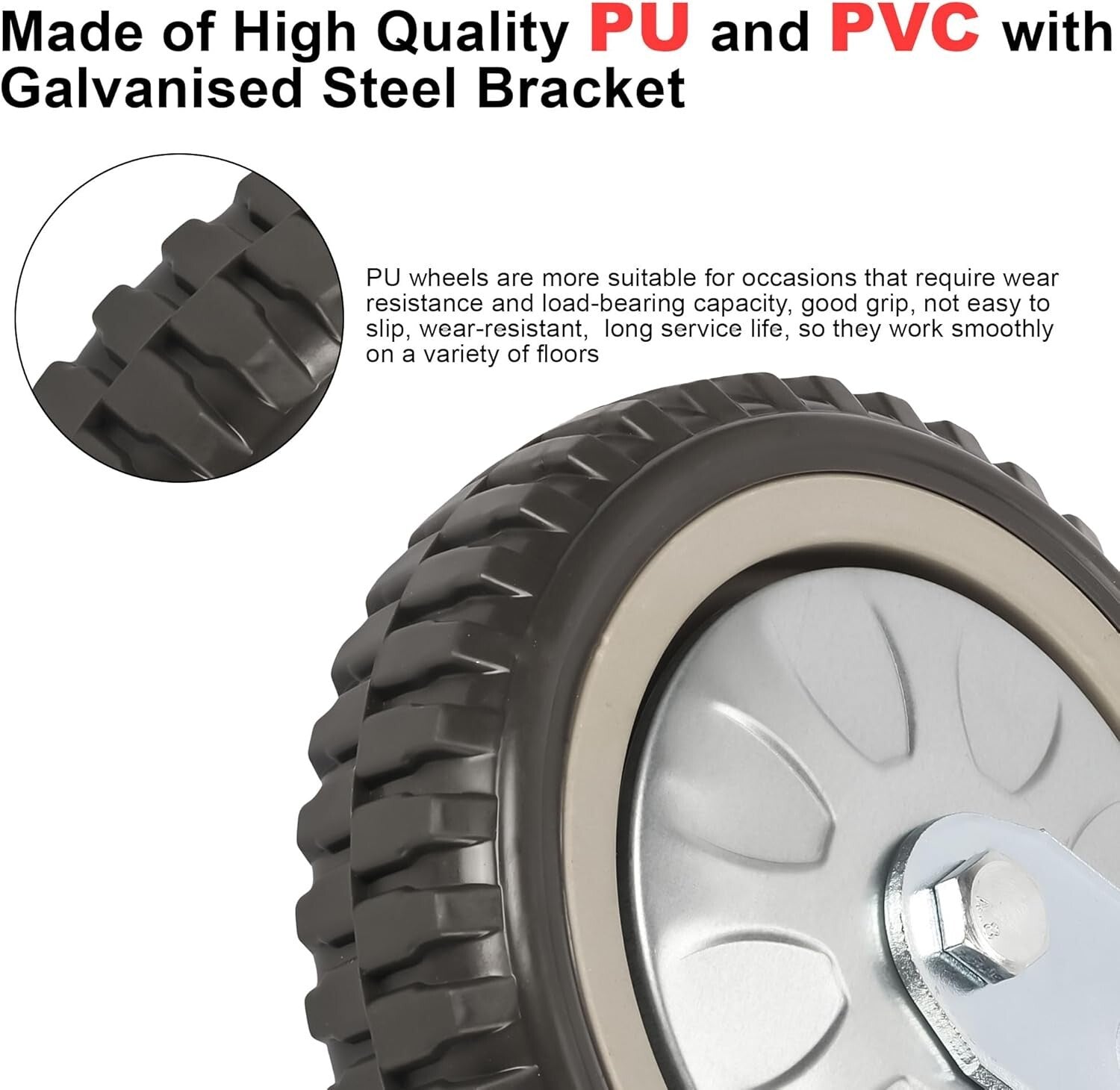 Durable 8 Inch Swivel Casters with 360° Ball Bearing - Locking & Non-Locking Set