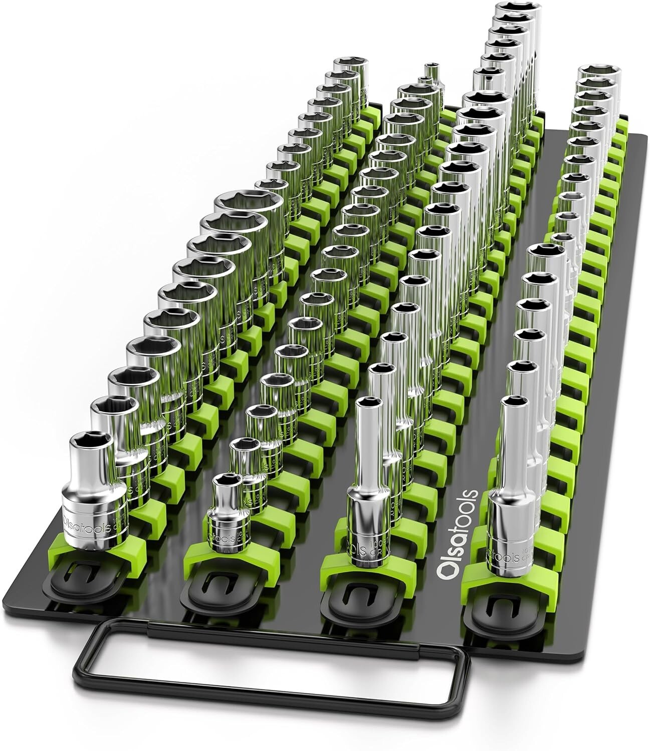 Space-Saving Socket Organizer Tray - 80 Socket Capacity with Spring-Loaded Clips