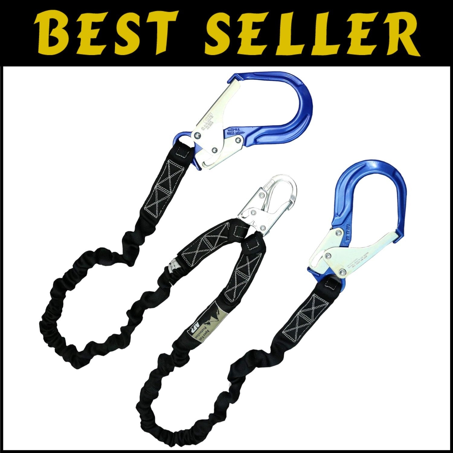 Durable Double Leg Safety Lanyard with Shock Absorption - 8500 lbs Load Capacity