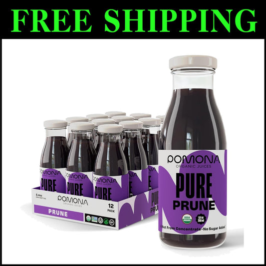 Refreshing 100% Pure Prune Juice - 12 Bottles, No Additives, Vegan-Friendly