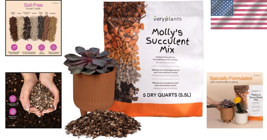 Molly's Premium Succulent Mix - Gritty Soilless Soil for Cacti & Bonsai 5 Quarts