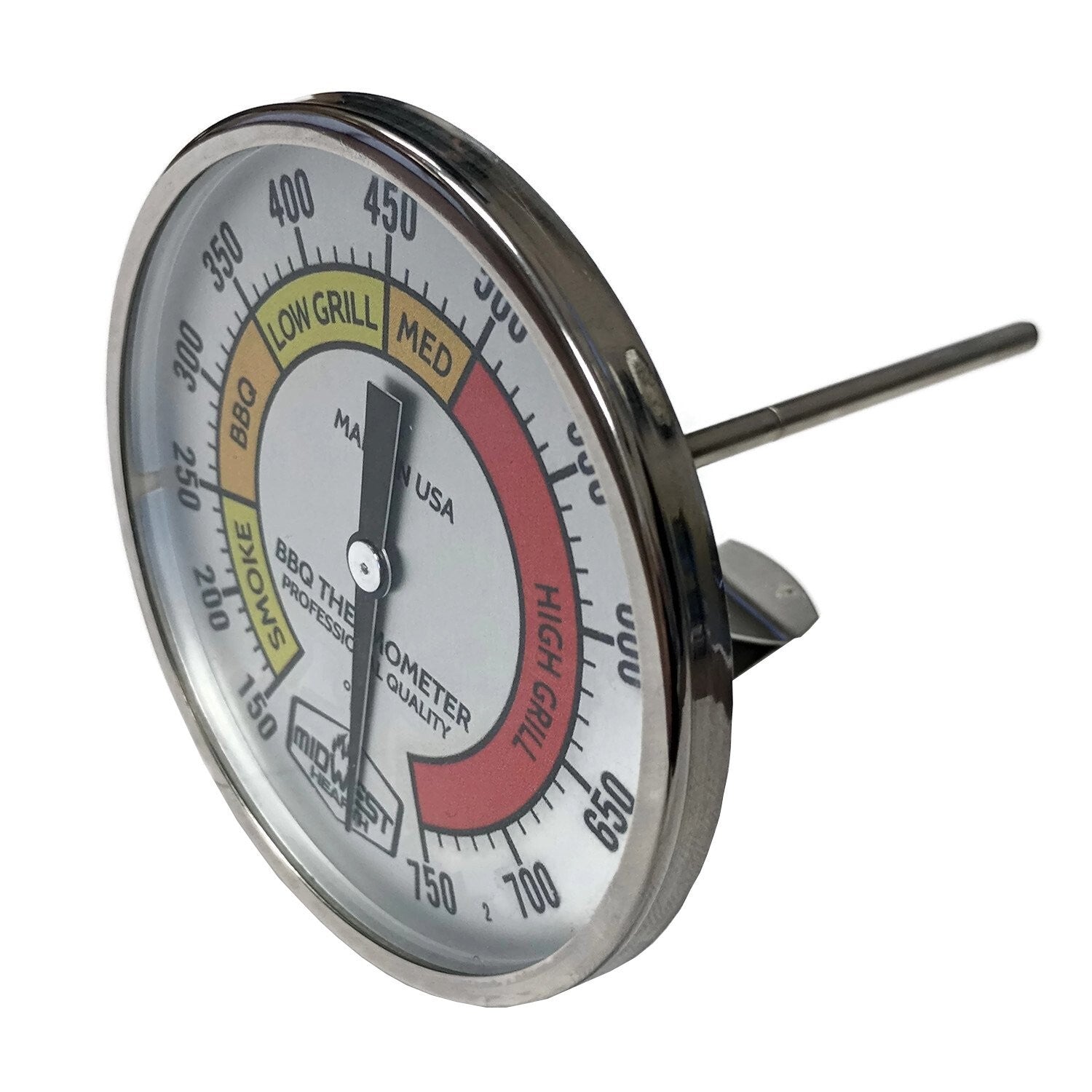 Made in USA Professional Grill Thermometer - Durable Stainless Steel Design