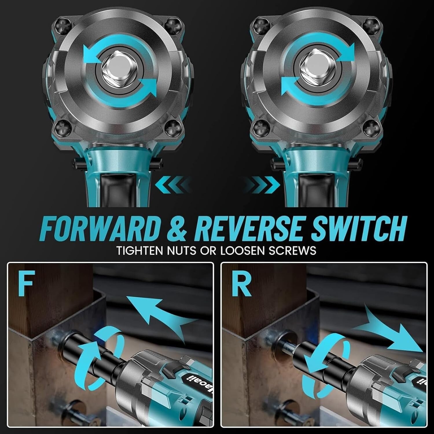1000N.m Cordless Impact Wrench - 738ft-lbs Torque, 2x 4.0Ah Batteries Included