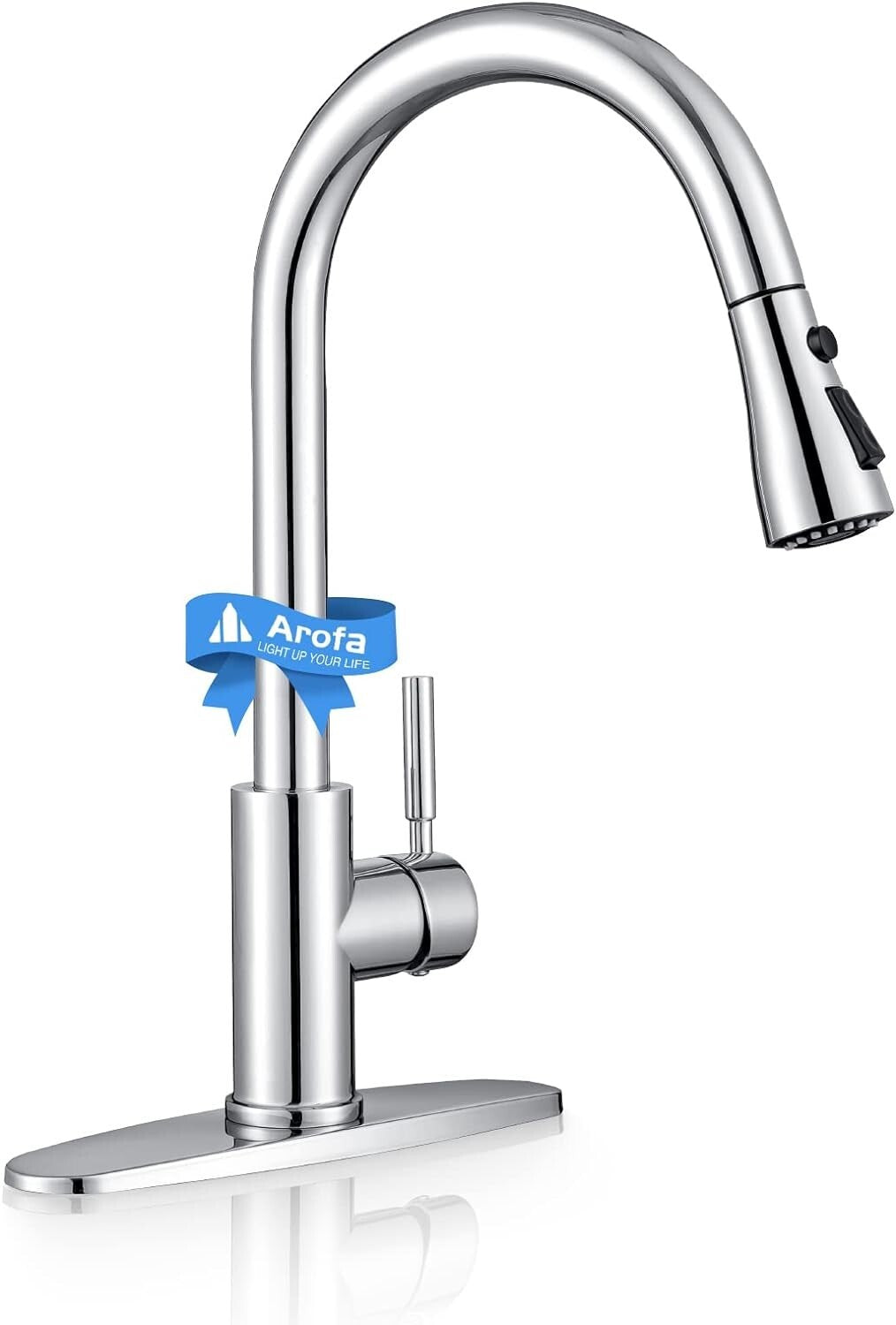 Chrome Pull Down Kitchen Faucet with 3-Function Sprayer for Efficient Cleaning