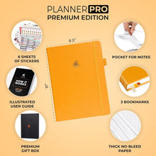 Load image into Gallery viewer, Luxurious A4 Undated Planner Pro: Weekly &amp; Monthly Organizer in Amber Yellow