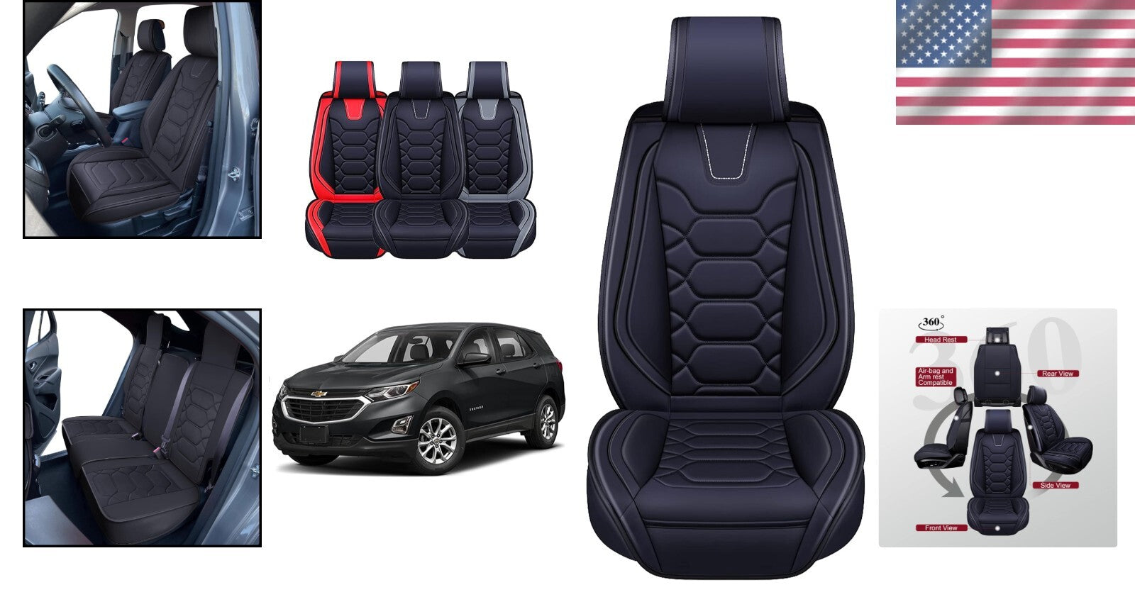 Custom Fit Waterproof Faux Leather Seat Covers for Chevy Equinox 2010-2025