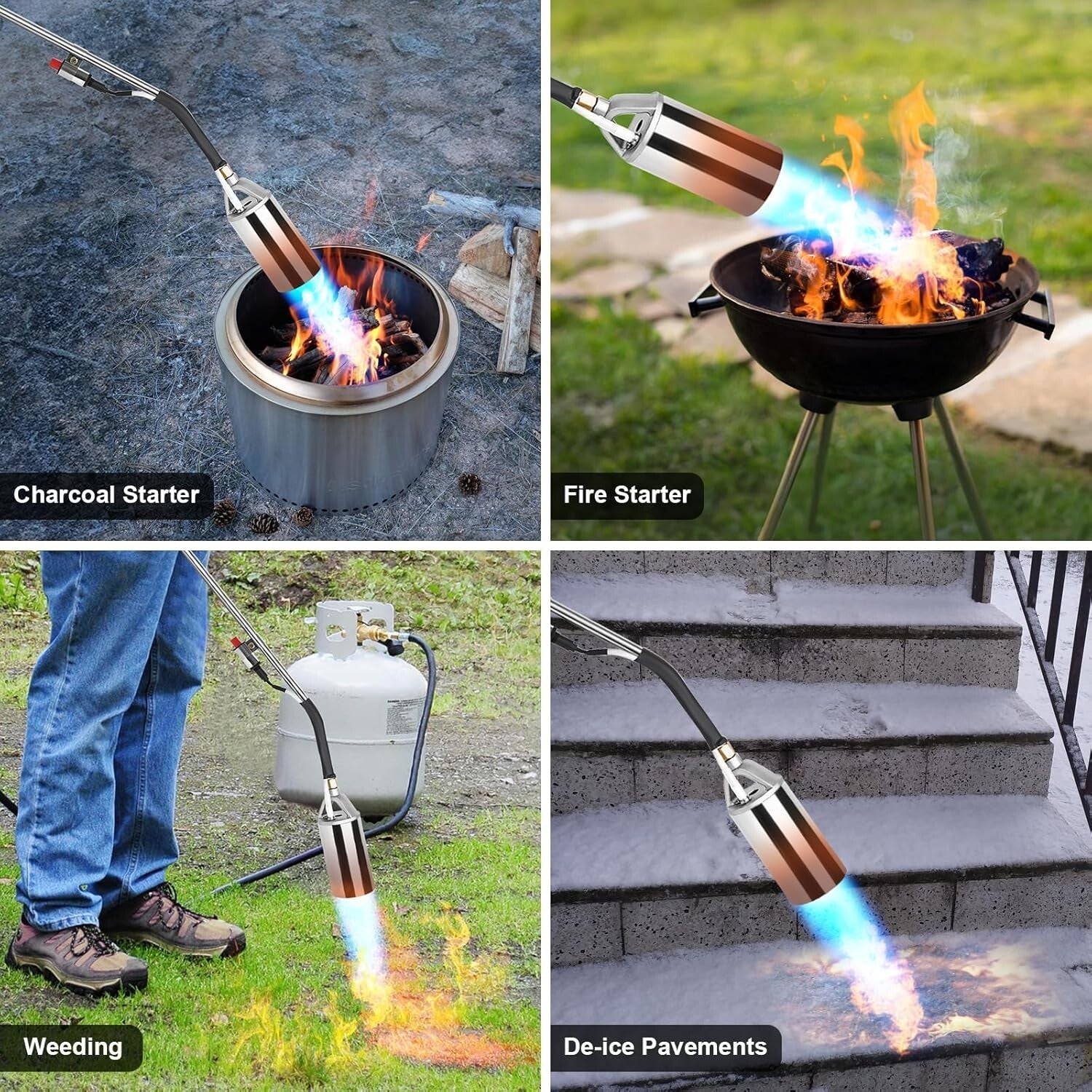 1,200,000 BTU Propane Weed Torch Kit with 30-Inch Flame for Eco-Friendly Weeding