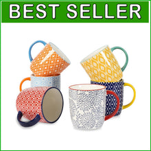 Load image into Gallery viewer, Vibrant Multi-Purpose Porcelain Coffee Mugs - Perfect for Any Occasion, Set of 6