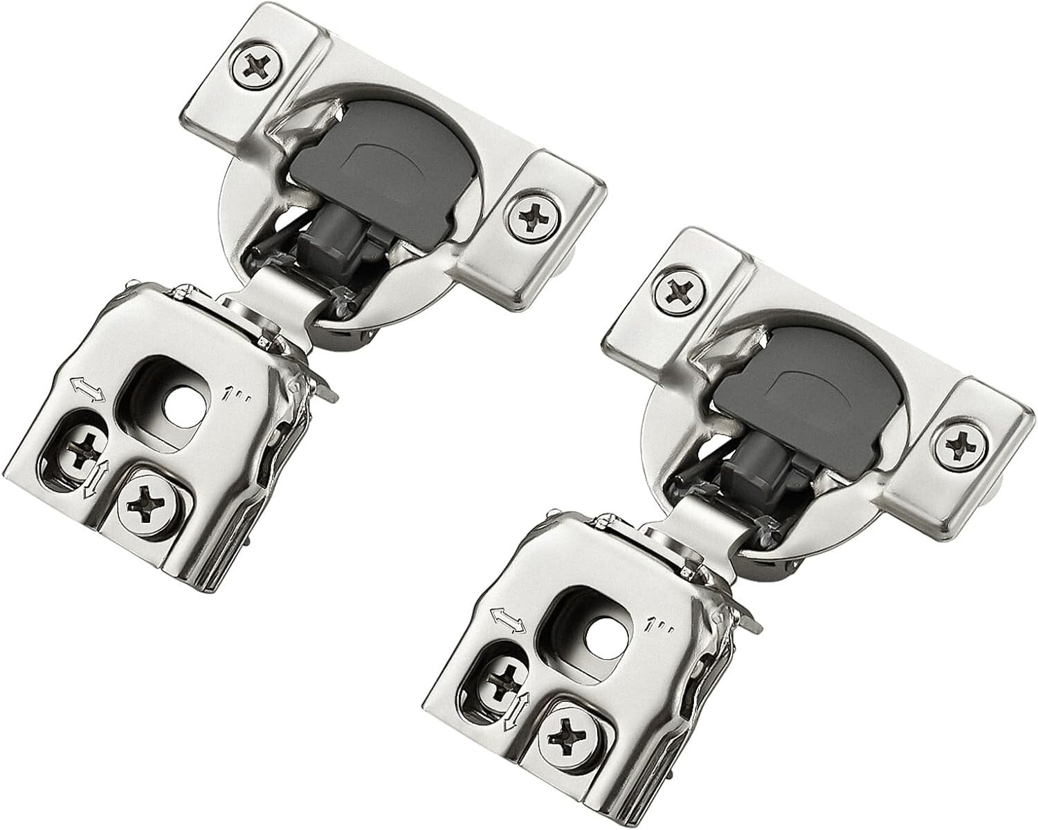 50 Pack Soft Close Hinges | 1 Inch Overlay Satin Nickel for Kitchen Cabinets