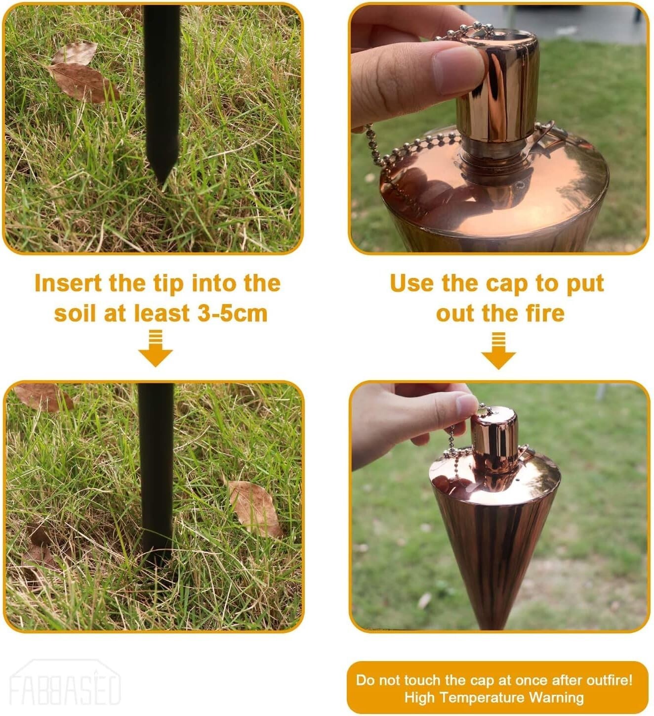 Elegant Stainless Steel Oil Torches for Garden - Set of 4 with 7-Hour Burn Time