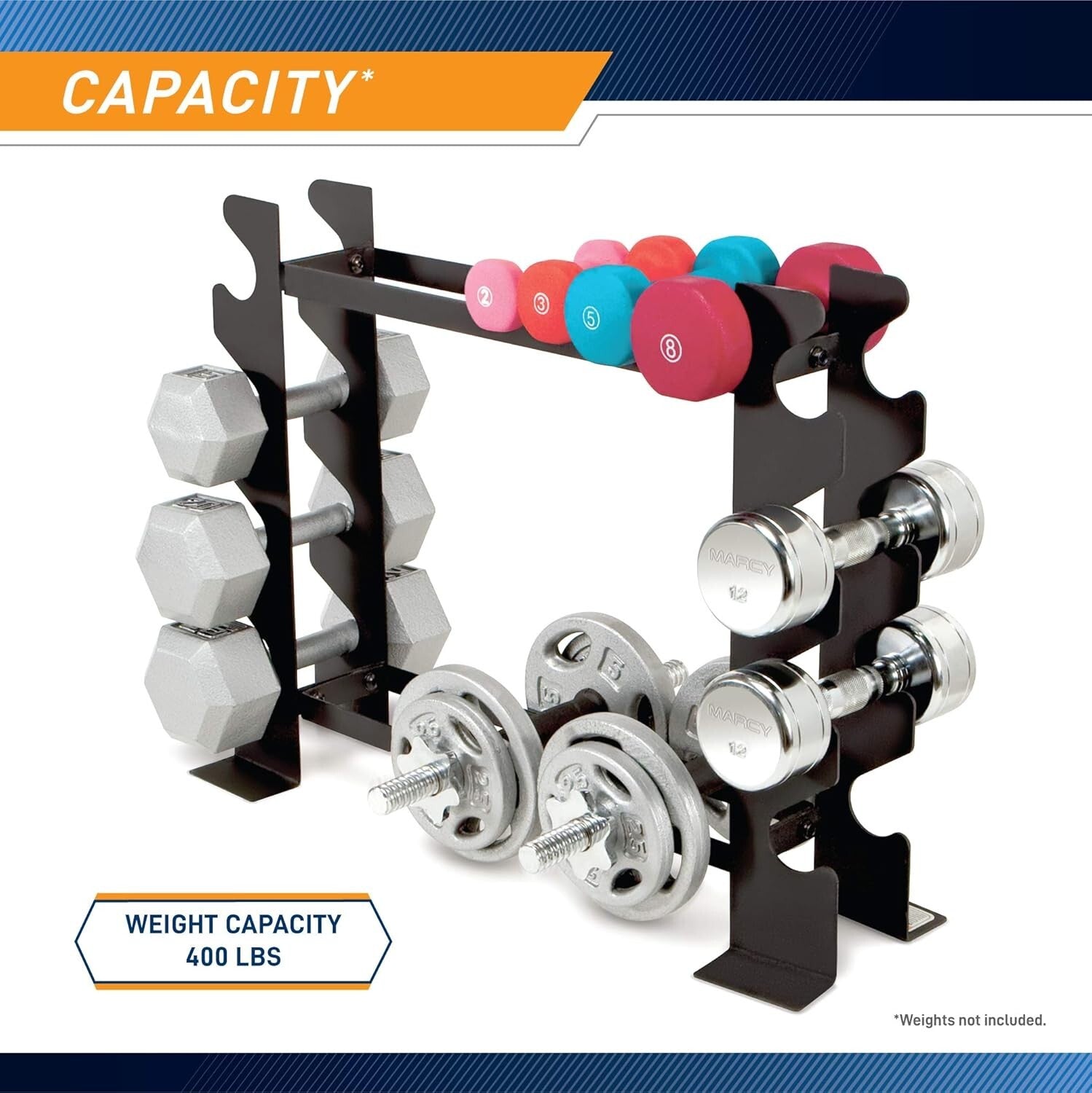 Alloy Steel Weight Storage Rack for Dumbbells & Kettlebells - 400 lb Capacity