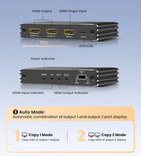 Load image into Gallery viewer, 8K HDMI 2.1 Splitter 1 In 2 Out for Mirror Screen - Premium Performance