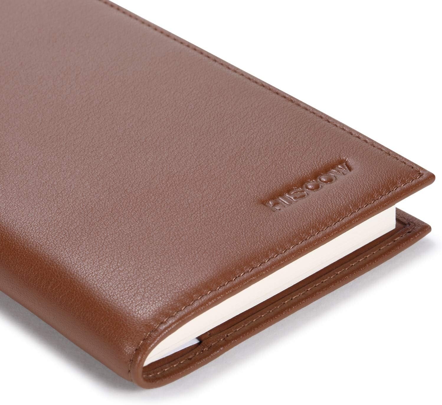 Elegant Full-Grain Calfskin Checkbook Holder with Plastic Divider - Cognac