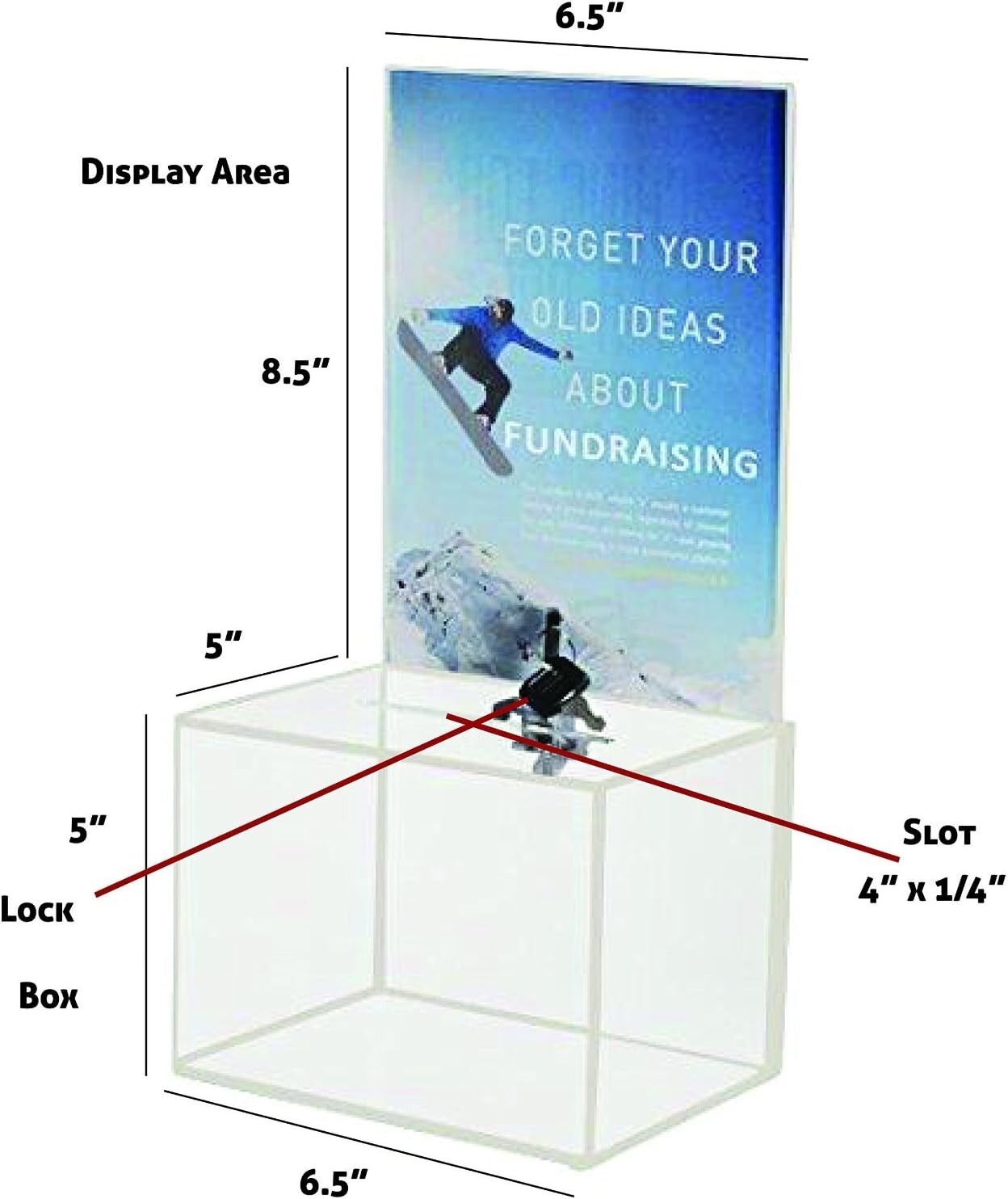 Elegant Clear Acrylic Charity Donation Box with Lock - 1.5 Lb Lightweight