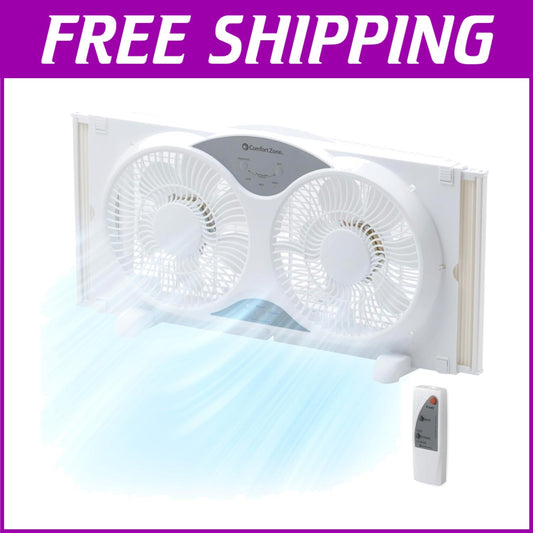 9-Inch Reversible Window Fan with Remote - 3 Speed Dual Airflow & Bug Screen