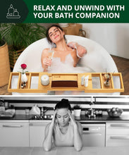 Load image into Gallery viewer, Stylish Bamboo Bath Tray - Expandable &amp; Waterproof Design for Luxurious Soaks