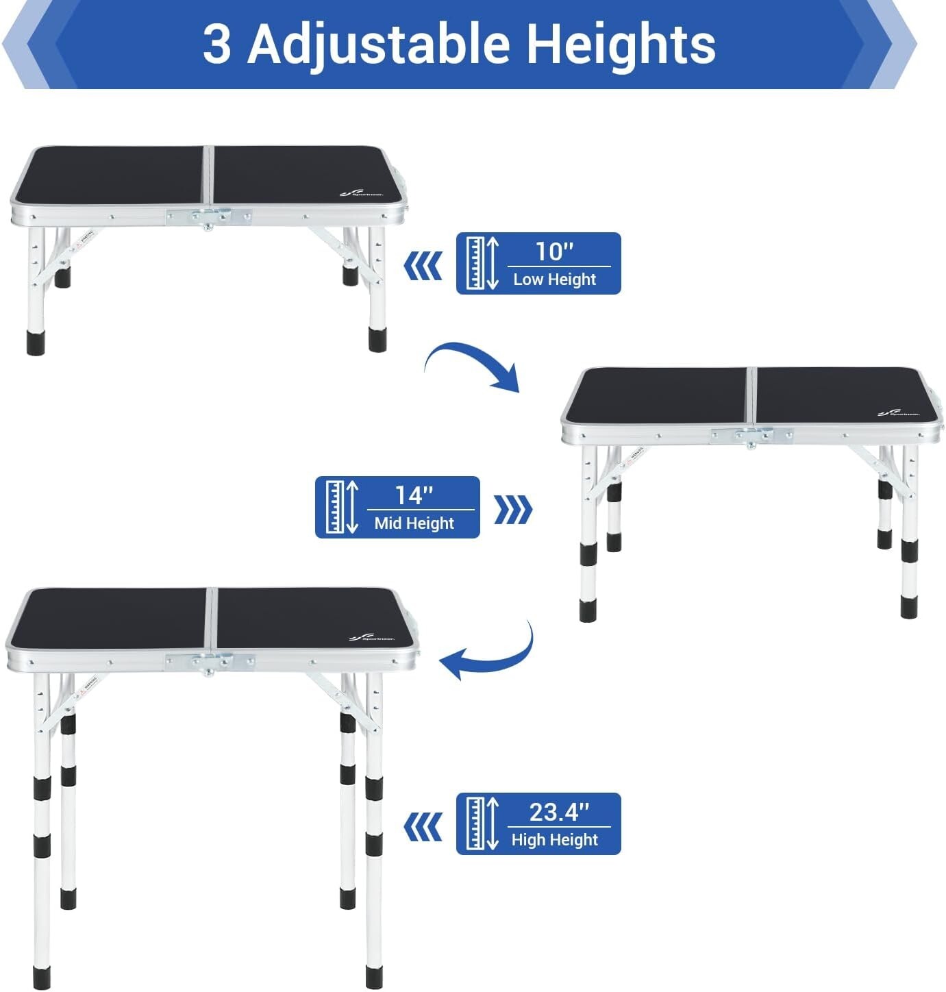 Adjustable Hiking Table with Mesh Storage - Portable Folding Table (23.6"x15.7")