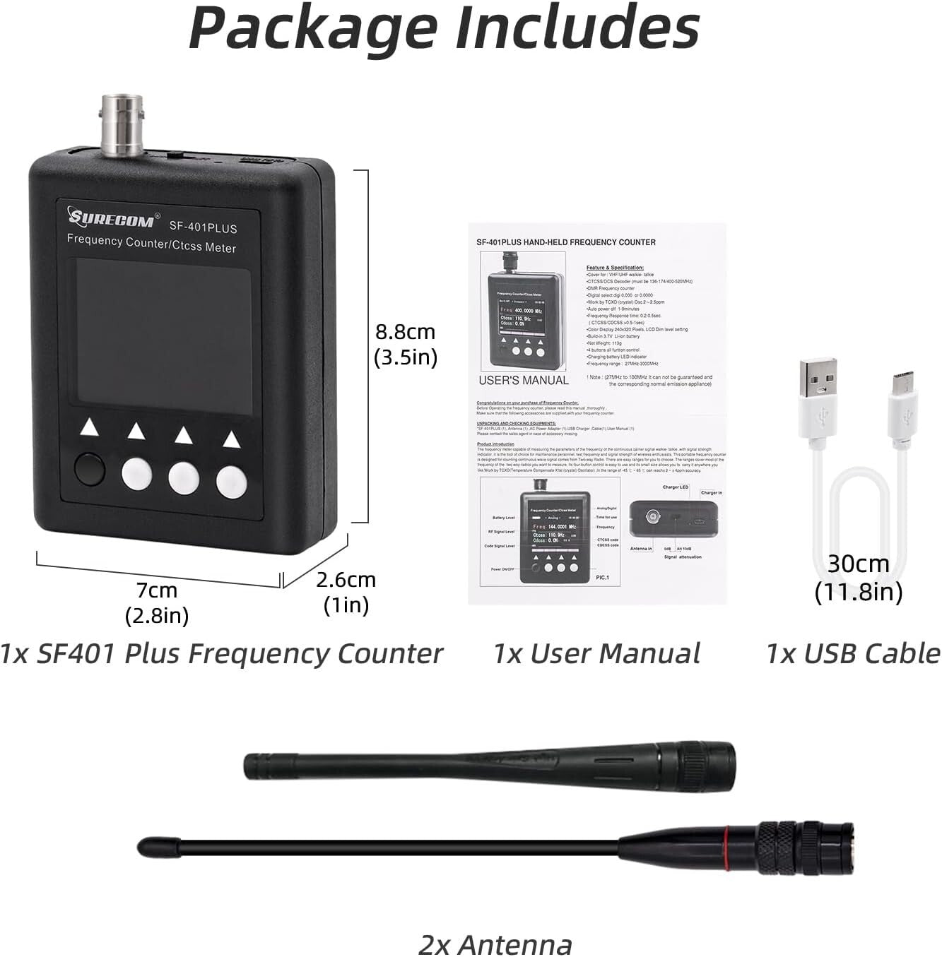 Compact UHF/VHF Frequency Counter with Signal Strength Indicator - Lightweight