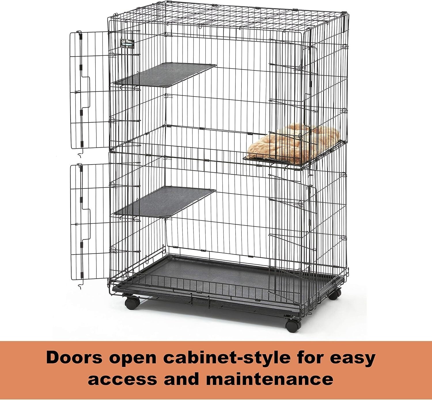 Spacious Cat Playpen with 3 Adjustable Platforms & Leak-Proof Base - 36"x23"x50"
