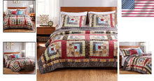 Load image into Gallery viewer, Rustic 3-Piece King Quilt Set with 100% Cotton Patchwork Design - Cozy &amp; Stylish