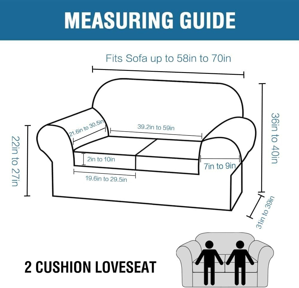 Custom Fit Natural Stretch Slipcovers for 2 Cushion Loveseat - Easy Care Design